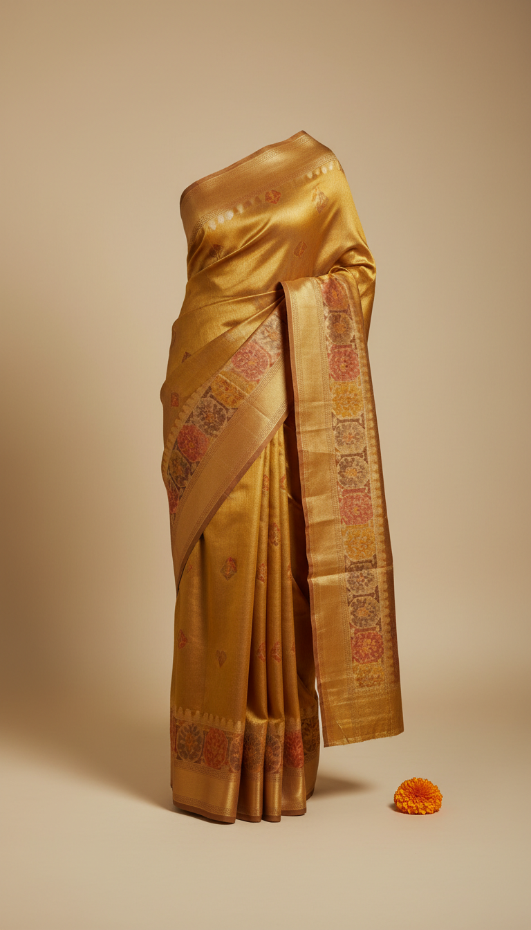 Royal Gold Handwoven Silk Saree